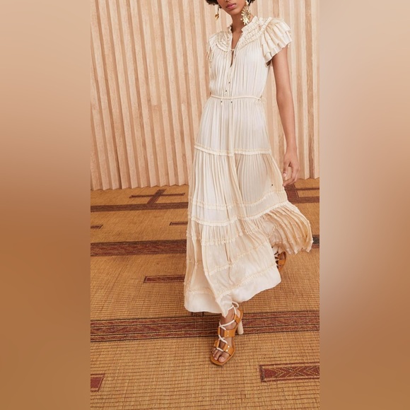 Ulla Johnson Dresses & Skirts - Ulla Johnson Isadora Plisse Midi Dress Dawn Cream Size 2 NWT Flutter Sleeve